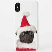 Niedliche Weihnachten Schwarzer Mops Welpe Santa Case-Mate iPhone Hülle (Rückseite)