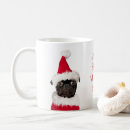 Niedliche Weihnachten Schwarzer Mops Welpe Santa S Kaffeetasse