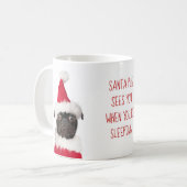 Niedliche Weihnachten Schwarzer Mops Welpe Santa S Kaffeetasse (Vorderseite Links)