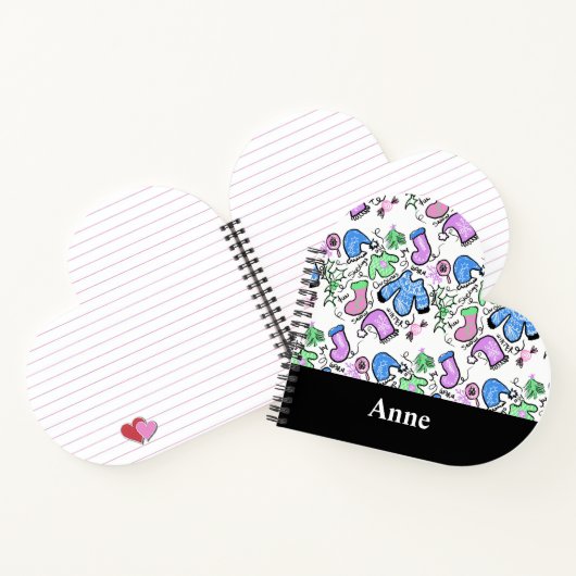 Niedliche Weihnachten Ugly Sweater Doodles Wirbel Notizblock (Innenseite)