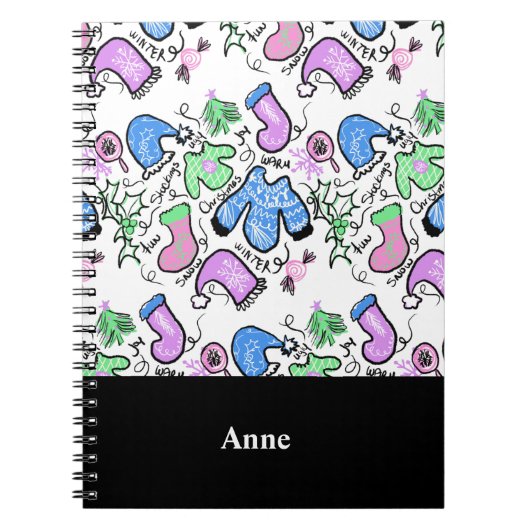 Niedliche Weihnachten Ugly Sweater Doodles Wirbel Notizblock (Vorderseite)