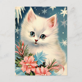 Niedliche Weihnachten Vintage Kitten Postkarte | a