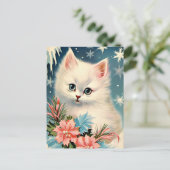 Niedliche Weihnachten Vintage Kitten Postkarte | a (Stehend Vorderseite)
