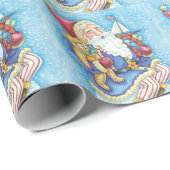 Niedliche Weihnachten, Weihnachtsmann auf Snowball Geschenkpapier (Rolleneckpunkt)