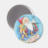 Niedliche Weihnachten, Weihnachtsmann auf Snowball Magnet (Vorderseite/Rückseite)