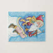 Niedliche Weihnachten, Weihnachtsmann auf Snowball Puzzle (Horizontal)
