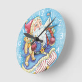 Niedliche Weihnachten, Weihnachtsmann auf Snowball Runde Wanduhr (Winkel)