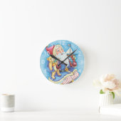 Niedliche Weihnachten, Weihnachtsmann auf Snowball Runde Wanduhr (Zuhause)