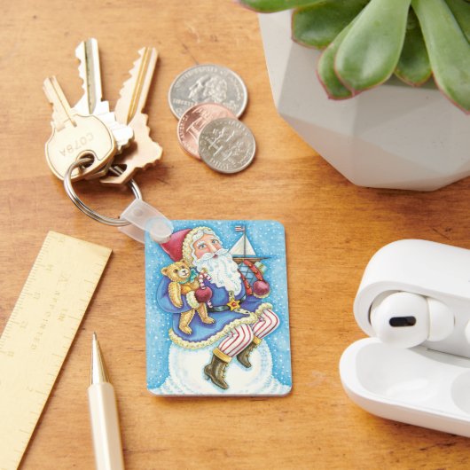Niedliche Weihnachten, Weihnachtsmann auf Snowball Schlüsselanhänger (Schreibtisch)