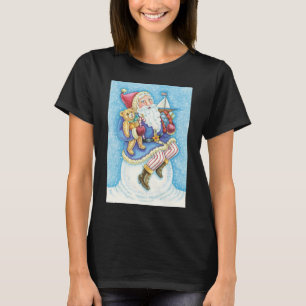Niedliche Weihnachten, Weihnachtsmann auf Snowball T-Shirt