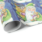 Niedliche Weihnachten, Weihnachtsmann im Schornste Geschenkpapier (Rolleneckpunkt)