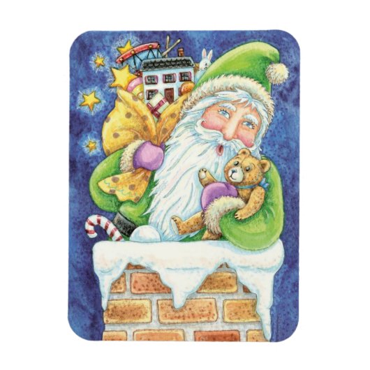 Niedliche Weihnachten, Weihnachtsmann im Schornste Magnet (Vertikal)