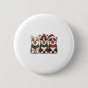 Niedliche Weihnachten Welsh Corgi Hunde Santa Pupp Button