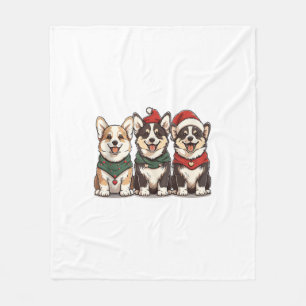Niedliche Weihnachten Welsh Corgi Hunde Santa Pupp Fleecedecke