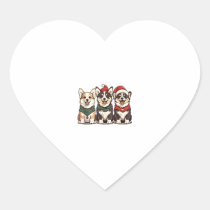 Niedliche Weihnachten Welsh Corgi Hunde Santa Pupp Herz-Aufkleber