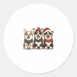 Niedliche Weihnachten Welsh Corgi Hunde Santa Pupp Runder Aufkleber