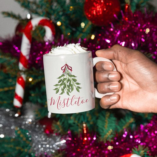 Niedliche Weihnachten Whimsical Mistletoor Wasserf Kaffeetasse