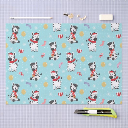 Niedliche Weihnachten Zebra Chic Moderne Seidenpapier (Handwerk)