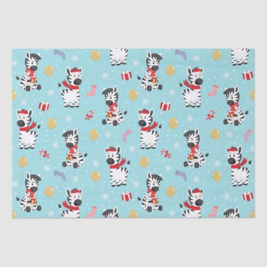 Niedliche Weihnachten Zebra Chic Moderne Seidenpapier (Vorderseite)