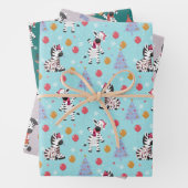 Niedliche Weihnachten Zebra und Freunde Geschenkpapier Set (Beispiel)