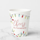 Niedliche Weihnachts-Beifall Farbige String-Lights Pappbecher (Vorderseite)