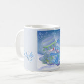 Niedliche Weihnachts-Blues Kaffeetasse (Vorderseite Links)