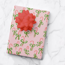 Niedliche Weihnachts-Candy Canes Xmas Urlaub Rosa Geschenkpapier Set