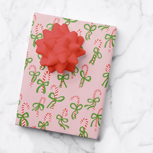 Niedliche Weihnachts-Candy Canes Xmas Urlaub Rosa Geschenkpapier Set