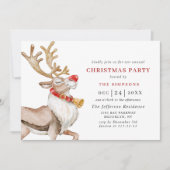 Niedliche Weihnachts-Cartoon Reindeer Holiday Part Einladung (Vorderseite)