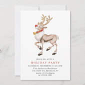 Niedliche Weihnachts-Cartoon Reindeer Holiday Part Einladung (Vorderseite)