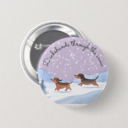Niedliche Weihnachts-Dackeln Schneeswurst Hunde Da Button (Vorne & Hinten)