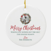 Niedliche Weihnachts-Dan-Hund-Weihnachtsmannmütze Keramik Ornament (Hinten)