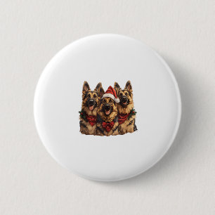 Niedliche Weihnachts-Dogs Weihnachtsmannmütze Holi Button