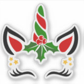 Niedliche Weihnachts-Einhornkleber mit Individuell Aufkleber (Vorderseite)