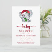 Niedliche Weihnachts-Elephant-Babydusche Einladung (Stehend Vorderseite)