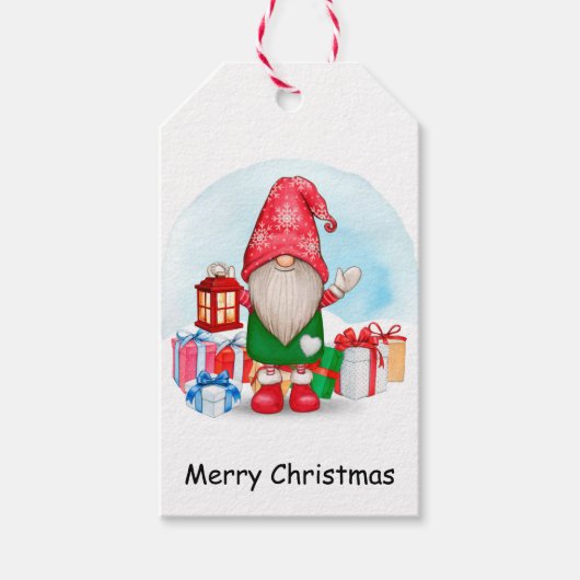 Niedliche Weihnachts-Gnome-Gift-Tags Geschenkanhänger (Vorderseite)