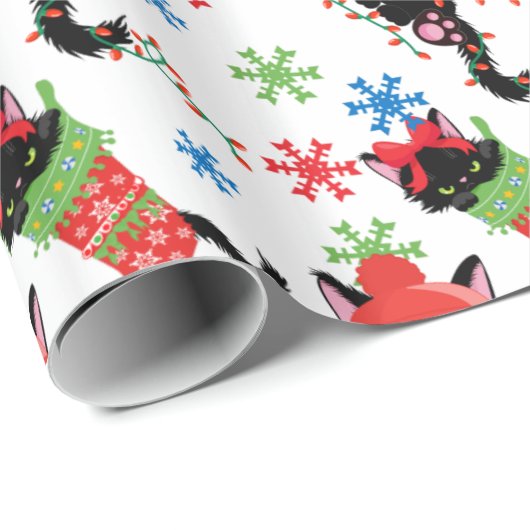 Niedliche Weihnachts-Grumpy-Katze Geschenkpapier (Rolleneckpunkt)