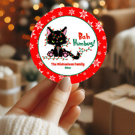 Niedliche Weihnachts-Grumpy-Katze Runder Aufkleber