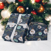 Niedliche Weihnachts-Illustration Name 2 Fotos Geschenkpapier