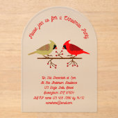 Niedliche Weihnachts-Kardinäle und Red Berries Cus Acryleinladungen (Vorderseite)