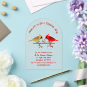 Niedliche Weihnachts-Kardinäle und Red Berries Cus Acryleinladungen (Insitu (Hochzeit))