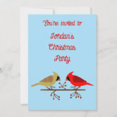 Niedliche Weihnachts-Kardinäle und Red Berries Cus Einladung (Vorderseite)