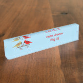 Niedliche Weihnachts-Kardinäle und Red Berries Cus Namensplakette (Seite)