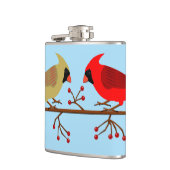 Niedliche Weihnachts-Kardinäle und Rote Berer Flachmann (Links)