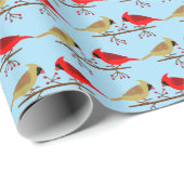 Niedliche Weihnachts-Kardinäle und Rote Berer Gemu Geschenkpapier (Rolleneckpunkt)