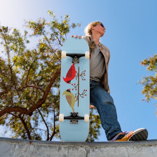 Niedliche Weihnachts-Kardinäle und Rote Berer Skateboard (Außenbereich 1)