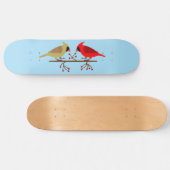 Niedliche Weihnachts-Kardinäle und Rote Berer Skateboard (Horizontal)