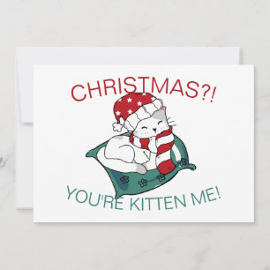 Niedliche Weihnachts-Kitten-Illustration Fotokarte