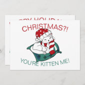 Niedliche Weihnachts-Kitten-Illustration Fotokarte (Vorne/Hinten)