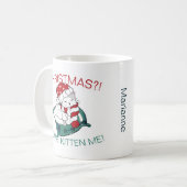 Niedliche Weihnachts-Kitten-Illustration Kaffeezub Kaffeetasse (Vorderseite Links)